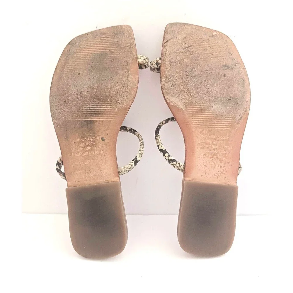 Jeffrey Campbell Darby Toe Loop Sandals Python Straps Nat Leather Insole Sz 6